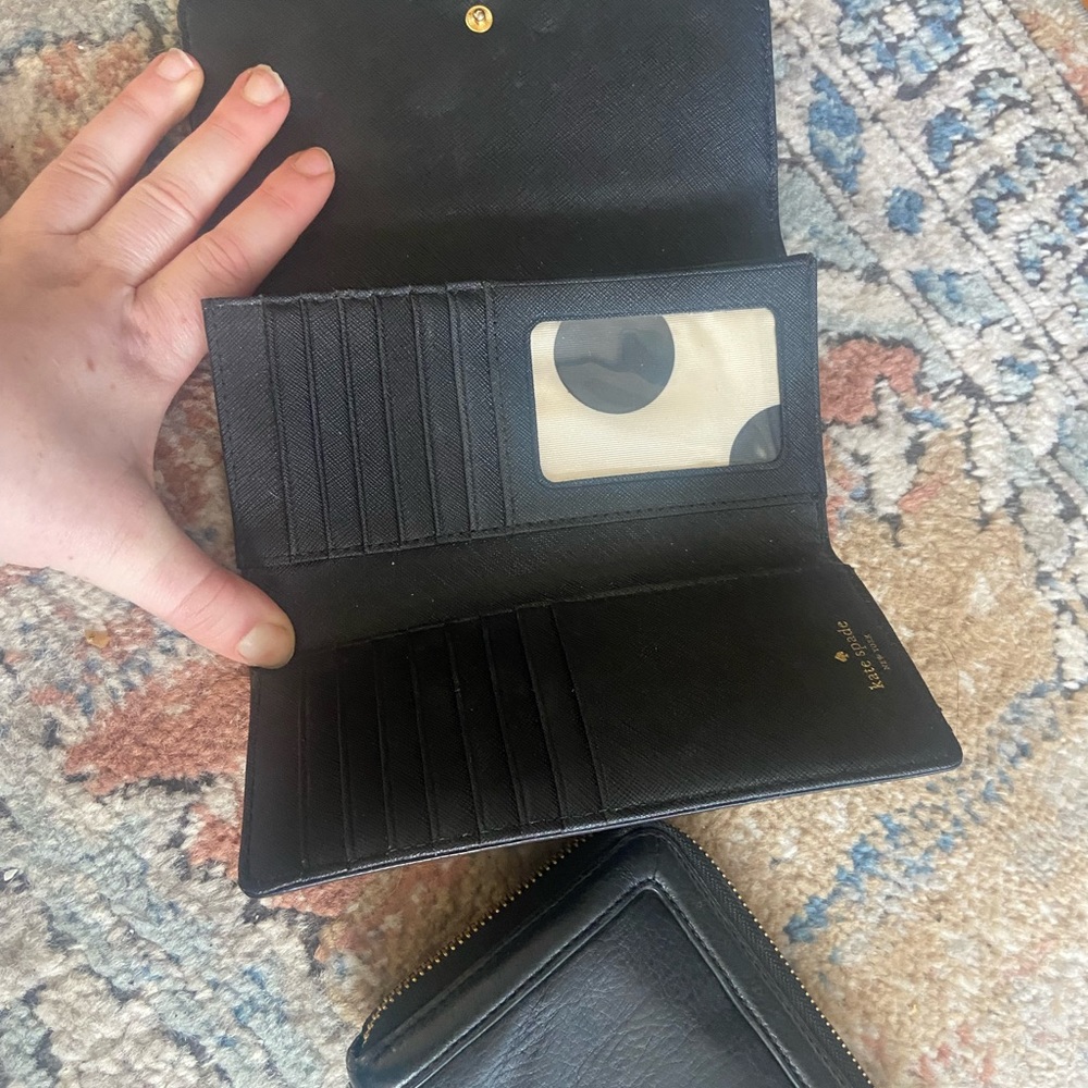 Kate spade black leather trifold wallet
